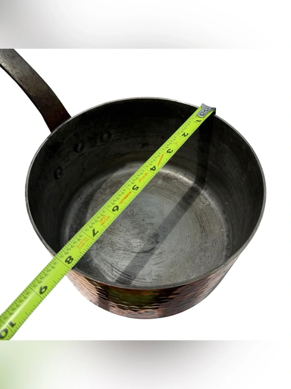 Vintage French Hammered Copper Saucepan Lid Cast Iron Handle Made France 8”